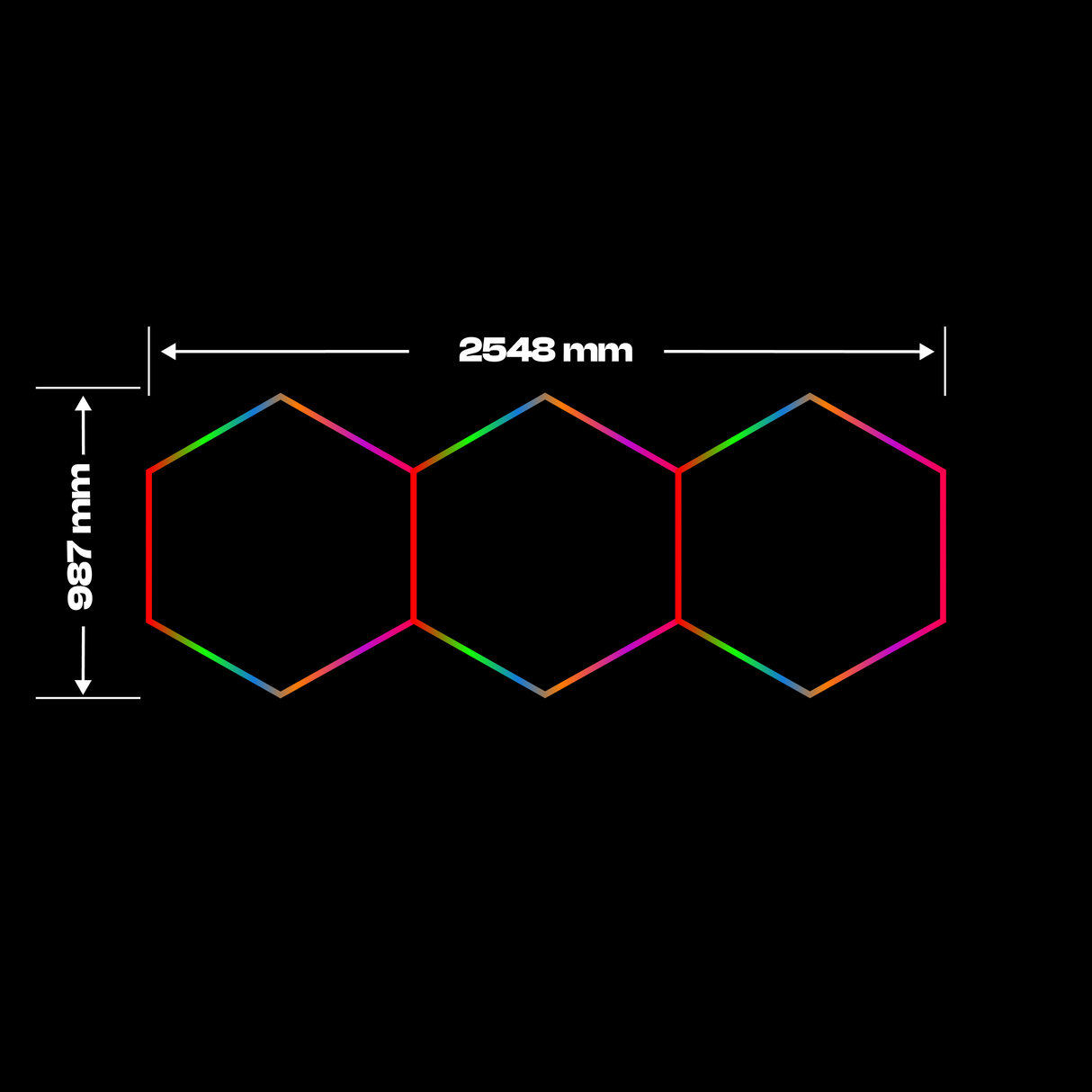 3 RGB Hexagon valaisin